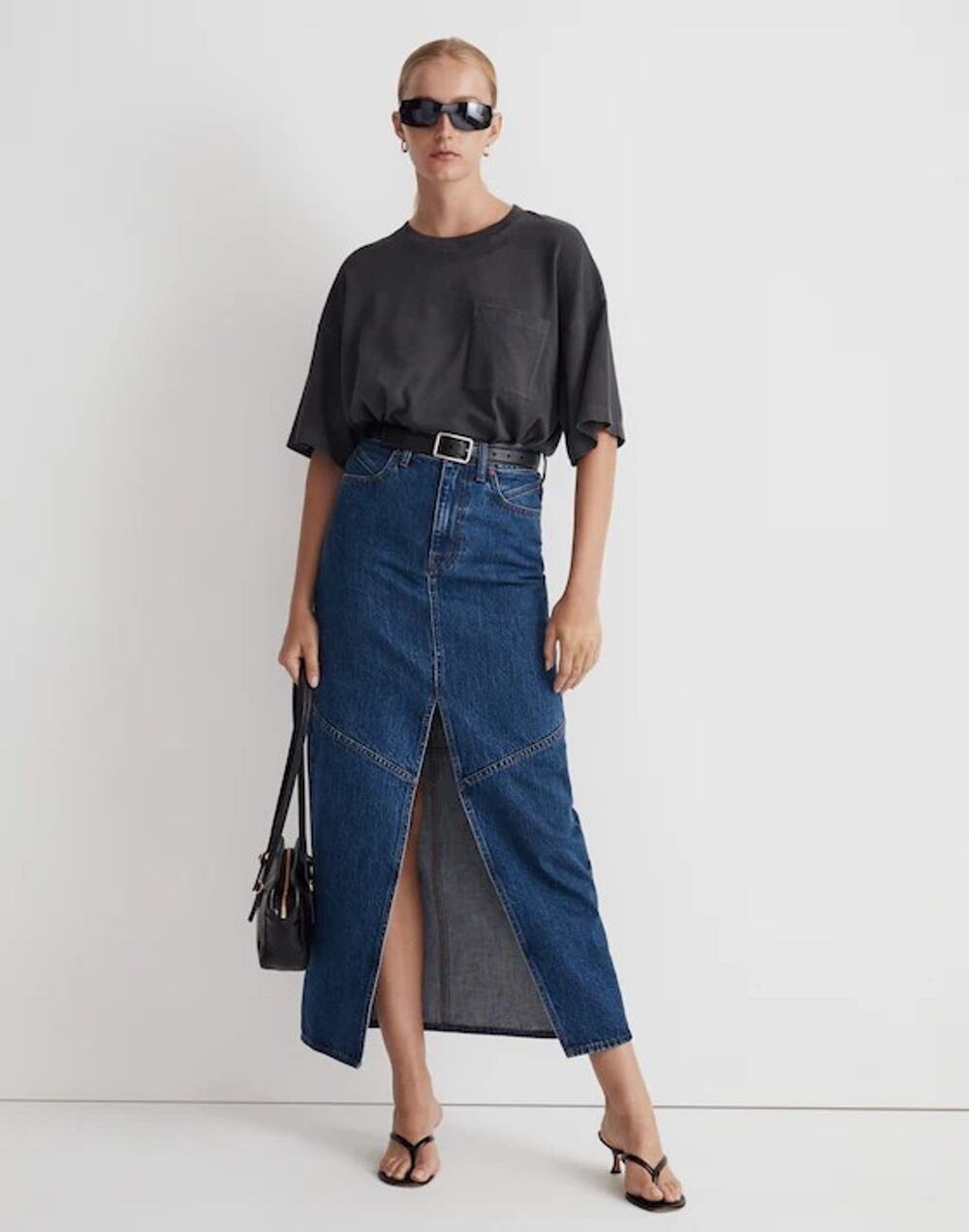 Madewell Skirt Womens 29 Jean Denim Maxi Midi Long Pineland Slit Medium Wash
